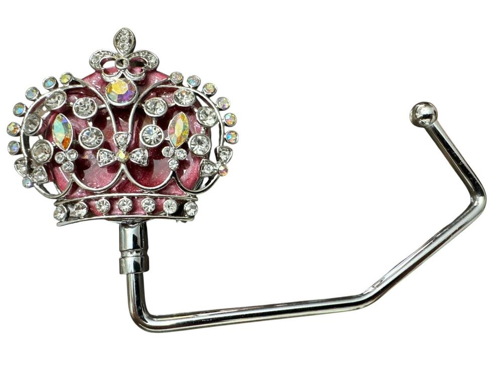 SPRING STREET DESIGN CRYSTAL CROWN HANDBAG HOLDER PURSE HOOK NEW GIFT ITEM